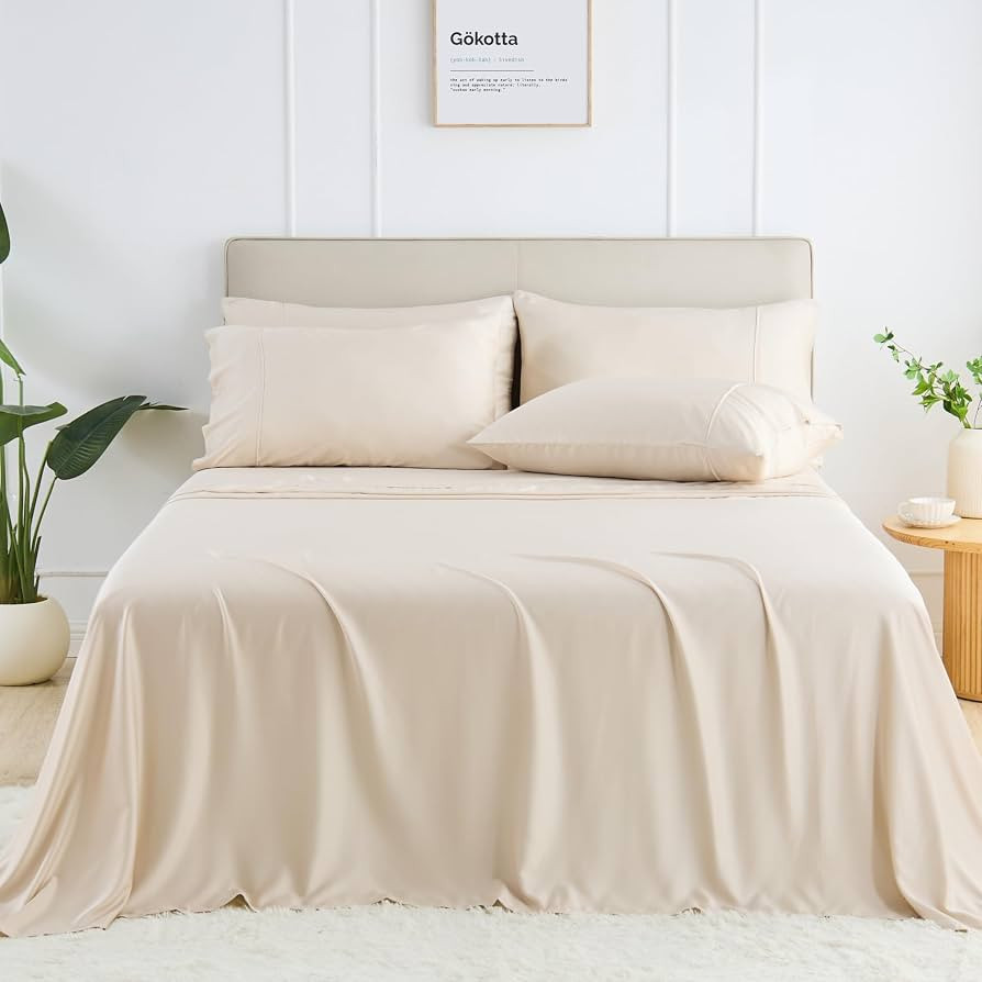 GOKOTTA Queen Size Bed Sheets 6 Piece Set, Soft Cooling for Hot Sleepers - Hotel Luxury Silky Bre... | Amazon (US)