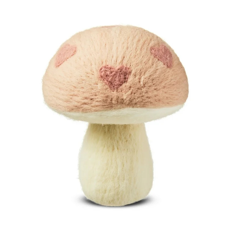 Valentine's Day Pink Felt Mushroom Decoration, 6 in, by Way To Celebrate - Walmart.com | Walmart (US)