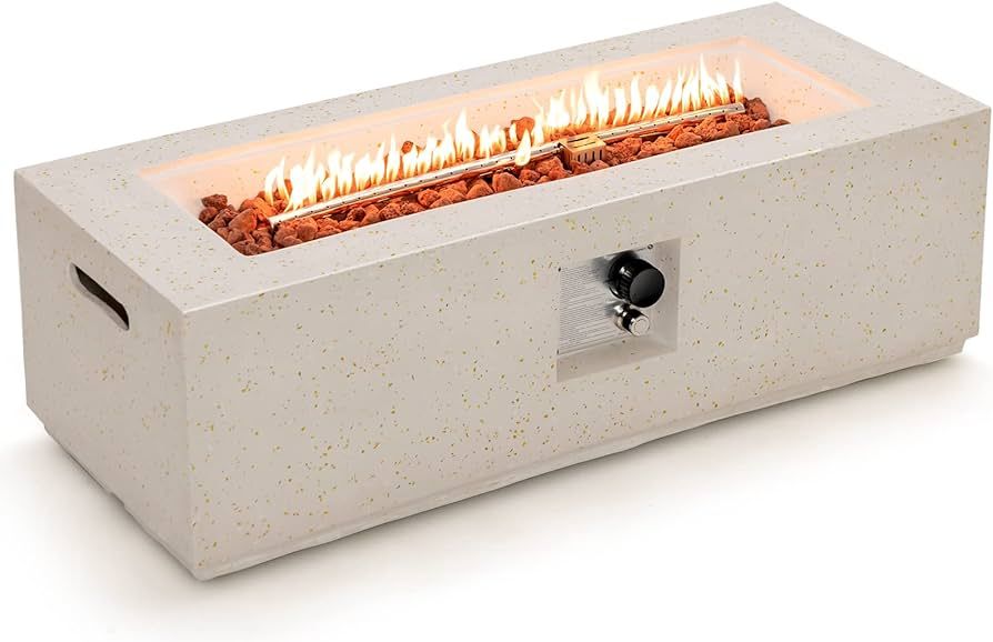 Tangkula 50,000 BTU Outdoor Fire Pit Table, 42" Rectangle Terrazzo Propane Gas Fire Table with Au... | Amazon (US)