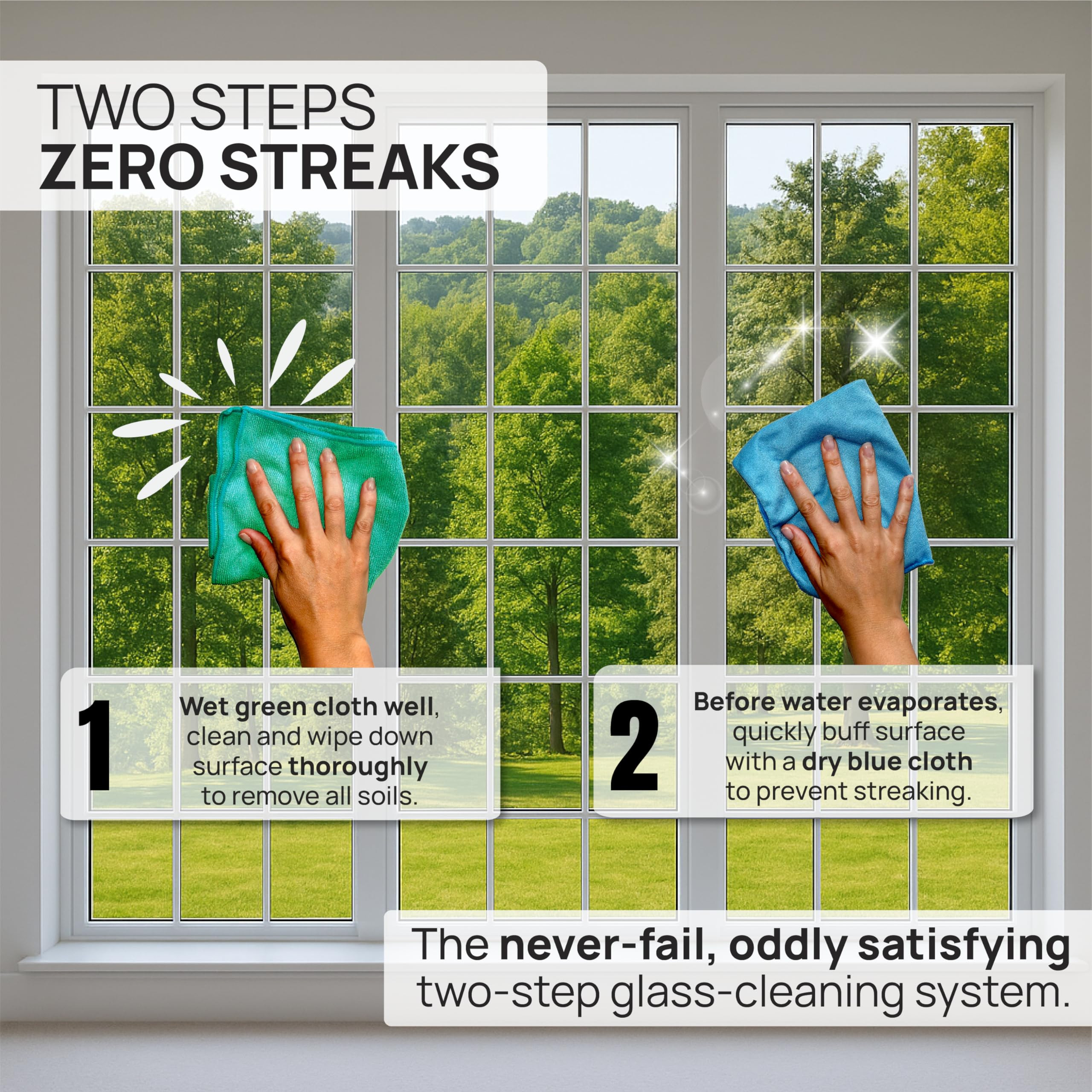 Claro 2 Step Glass Cleaning Cloth 8-Pack – Green Wet & Blue Dry Microfiber Towels Cleaning for ... | Amazon (US)
