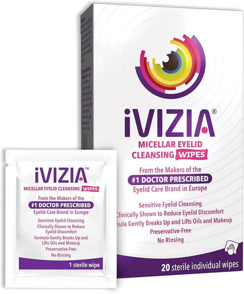 iVIZIA Eyelid Cleansing Wipes for Sensitive Eyelid Cleansing, Preservative-Free, Micellar, No Rin... | Amazon (US)