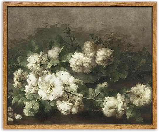 UPWOIGH Vintage Framed Wall Art,12x16in Bouquet of Cream White Roses,Antique Floral Botanical Oil... | Amazon (CA)