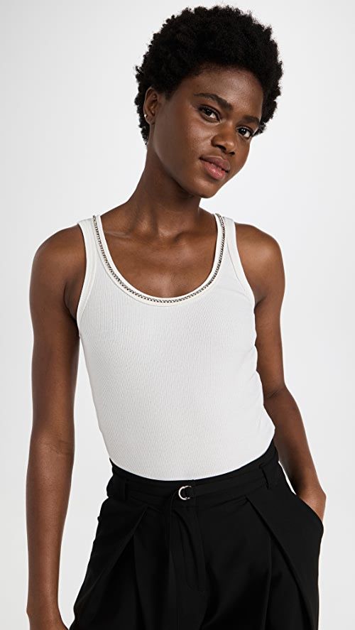 Diamond Neckline White Tank | Shopbop