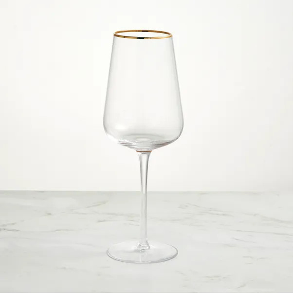 Gold Band White Wine Glass | Dunelm