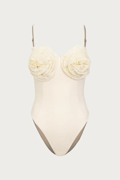 Rose One Piece (Faux Suede Cream/Cream) | SAME
