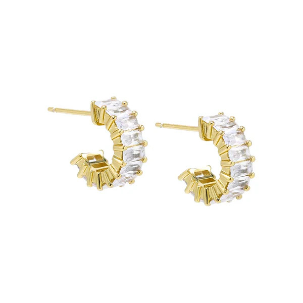 Mini CZ Baguette Hoop Earring | Adina Eden