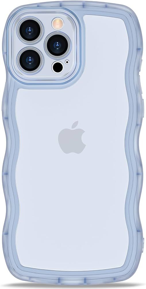 Anuck for iPhone 15 Pro Max Case Wavy Edge Clear Back Design, Anti-Slip Grip Cute Wave Curly Fram... | Amazon (US)