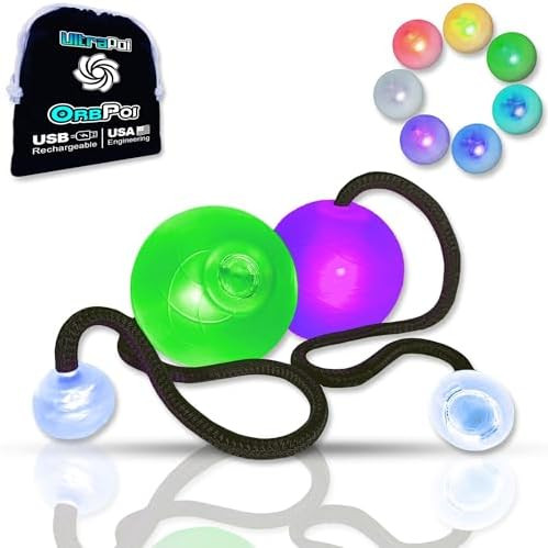 OrbPoi Non-LED Knob Handles Set – USB Rechargeable LED Poi Balls, 30+ Color Modes & Flashing Pa... | Amazon (US)
