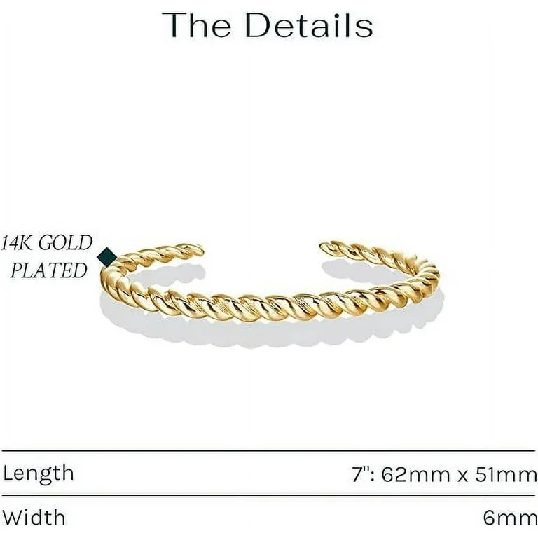 PAVOI 14K Yellow Gold Plated Twisted Chunky Bangle Bracelet | 14K Gold Plated | Lightweight Every... | Walmart (US)