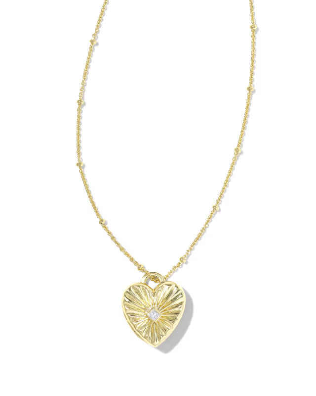 Meredith 18k Gold Vermeil Locket Necklace in White Topaz | Kendra Scott