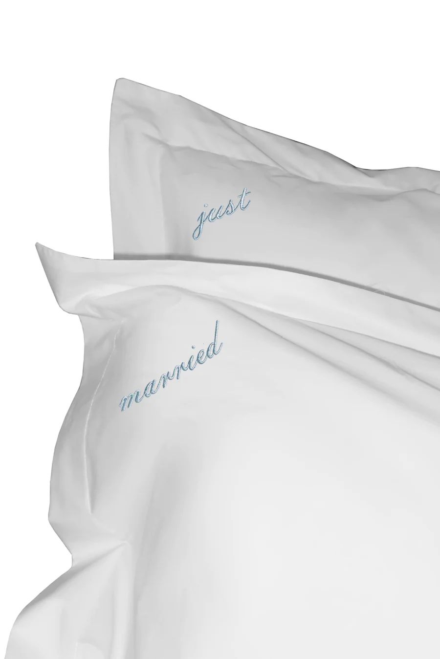"JUST MARRIED" PILLOW CASE SET BLANC/CIELO | The Bar