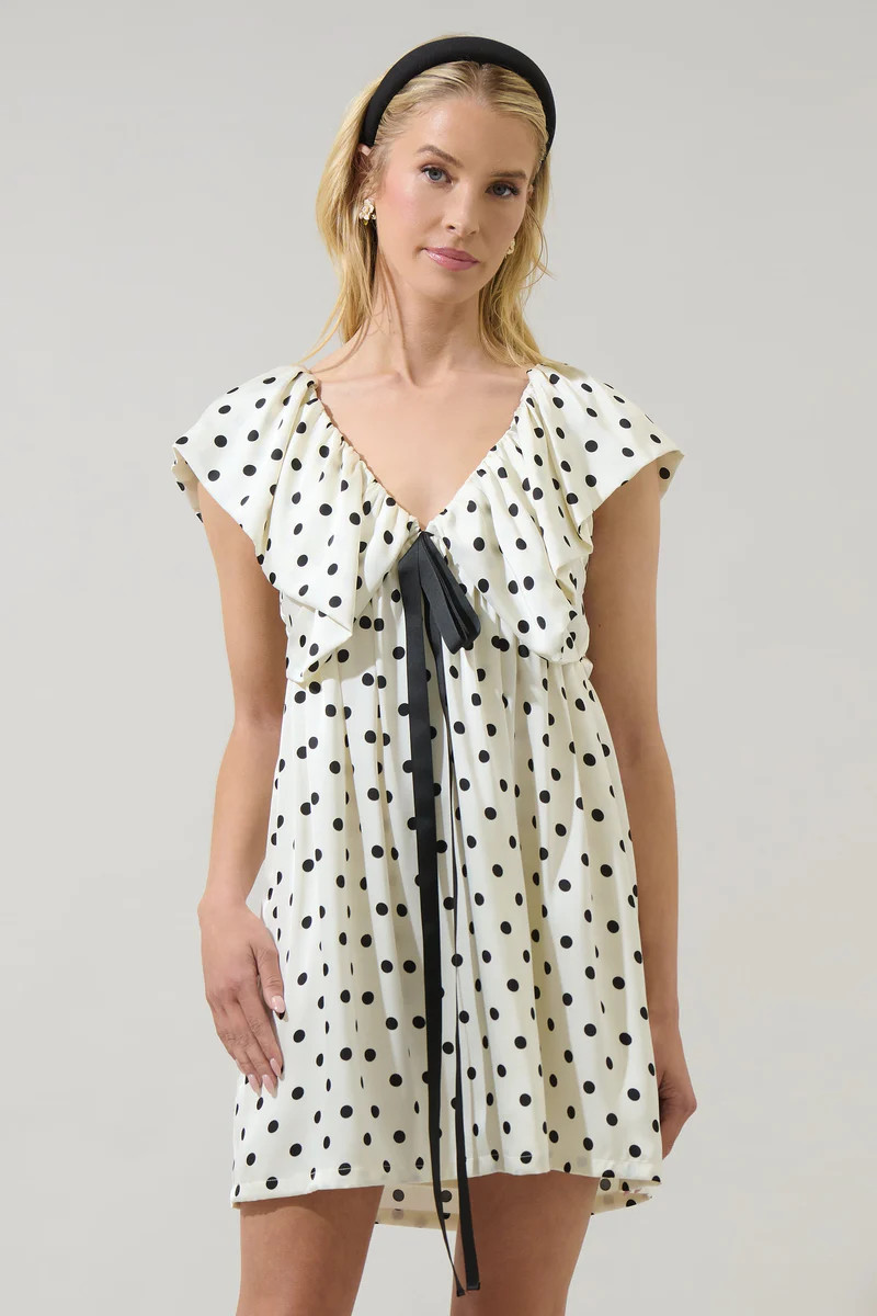Lois Polka Dot Mini Babydoll Dress | Sugarlips