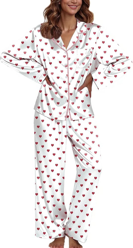 Ekouaer Pajamas For Women Set Silk Pjs 2 Piece Satin Sleepwear Long Sleeve Button Down Lounge Set... | Amazon (US)