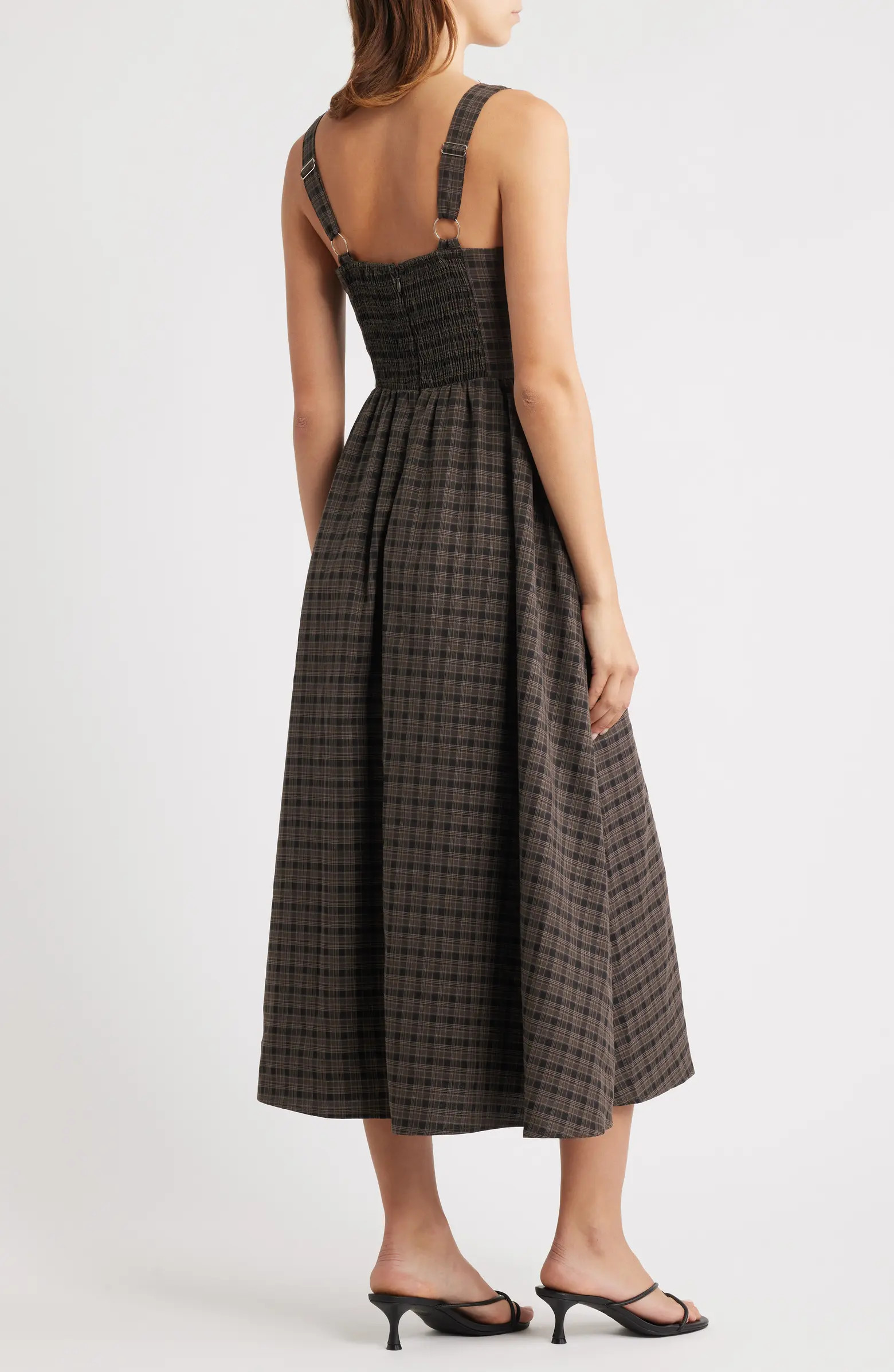 Plaid Sweetheart Neck Fit & Flare Midi Dress | Nordstrom
