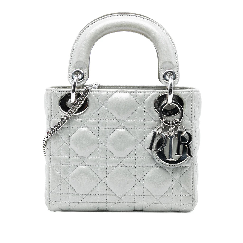 Lady Dior Chain Bag Cannage Quilt Iridescent Leather Mini | Rebag