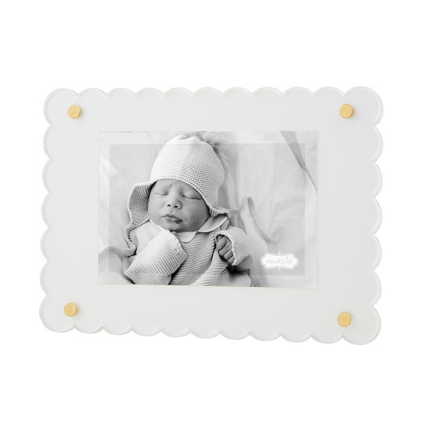 Scalloped white acrylic frame | Mud Pie