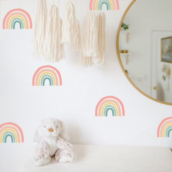 Rainbow Wall Decals - Hand Drawn Rainbow Wall Sticker, Boho Rainbow, Multi Colored Rainbow, Nurse... | Etsy (US)