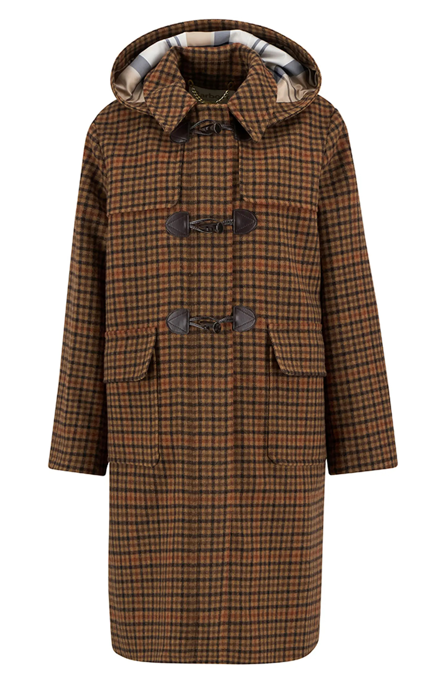 Barbour Melody Houndstooth Check Wool Blend Duffle Coat | Nordstrom | Nordstrom