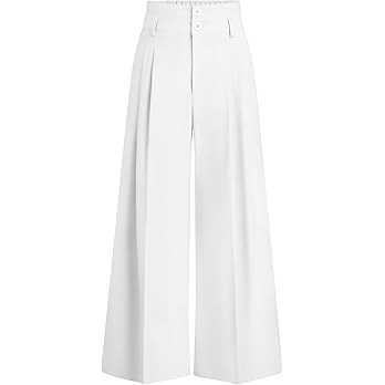 PRETTYGARDEN Womens Spring Wide Leg Palazzo Pants 2026 Trendy Loose Button High Waist Pleated Wor... | Amazon (US)