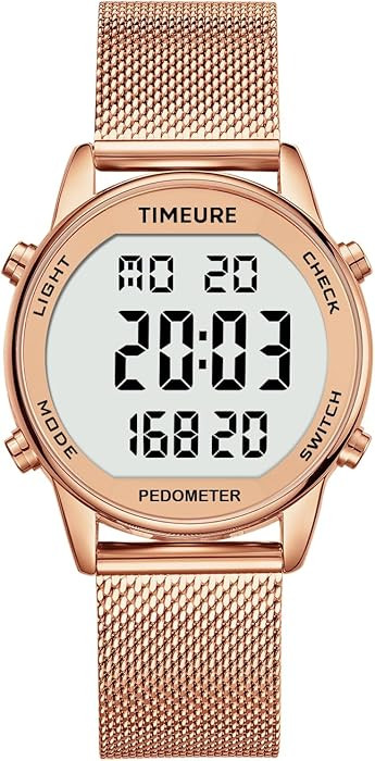Women's Step Counter Pedometer Watch with Stainless Steel Bracelet, Stylish Design, No App, No Ch... | Amazon (US)