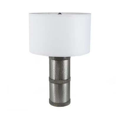 D16x24.4" Hammered Iron Table Lamp with Mango Wood(Lamp Shade Assembly Required) | Target