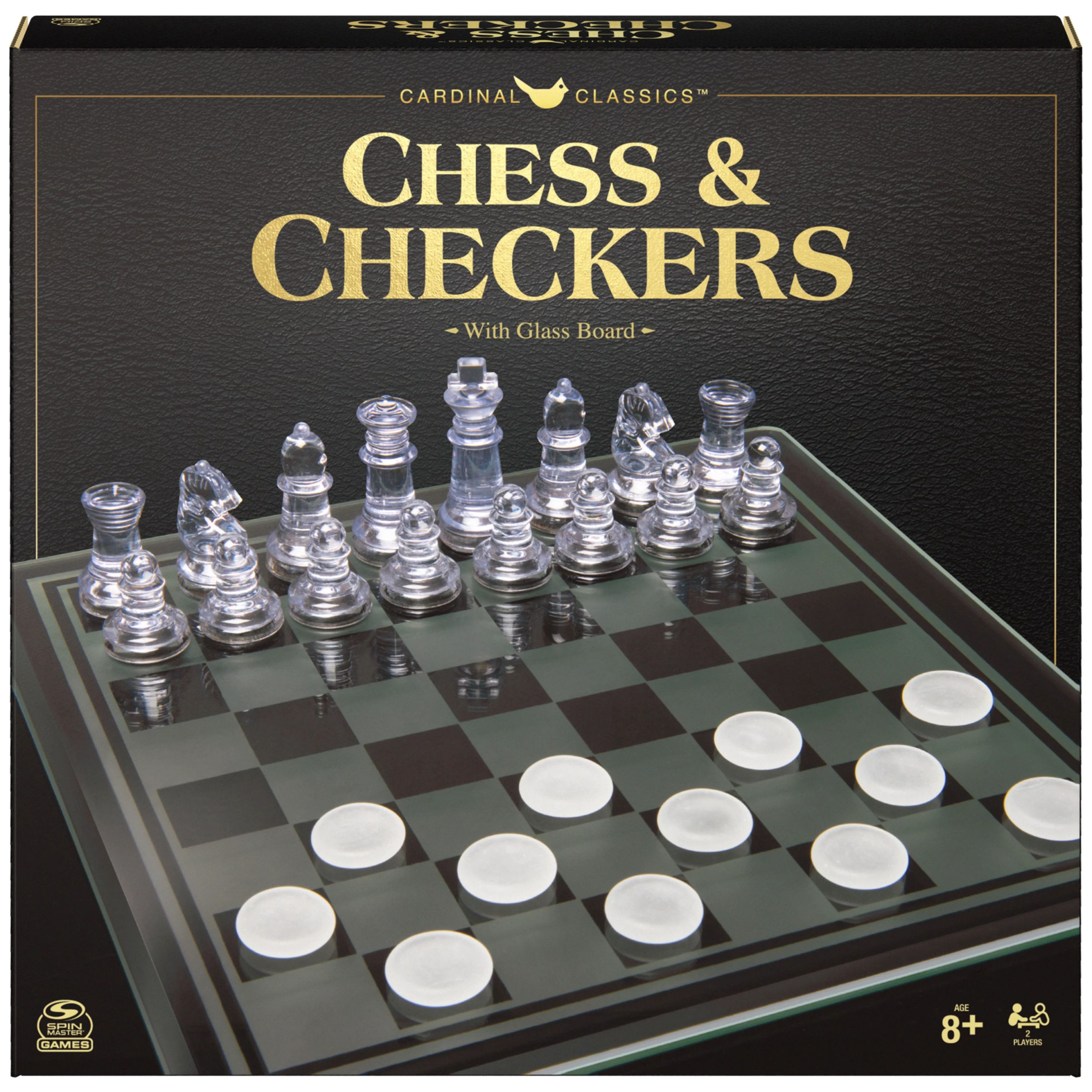 Clear Chess and Checkers Set with Glass Gameboard, for Adults and Kids Ages 8 and up | Walmart (US)