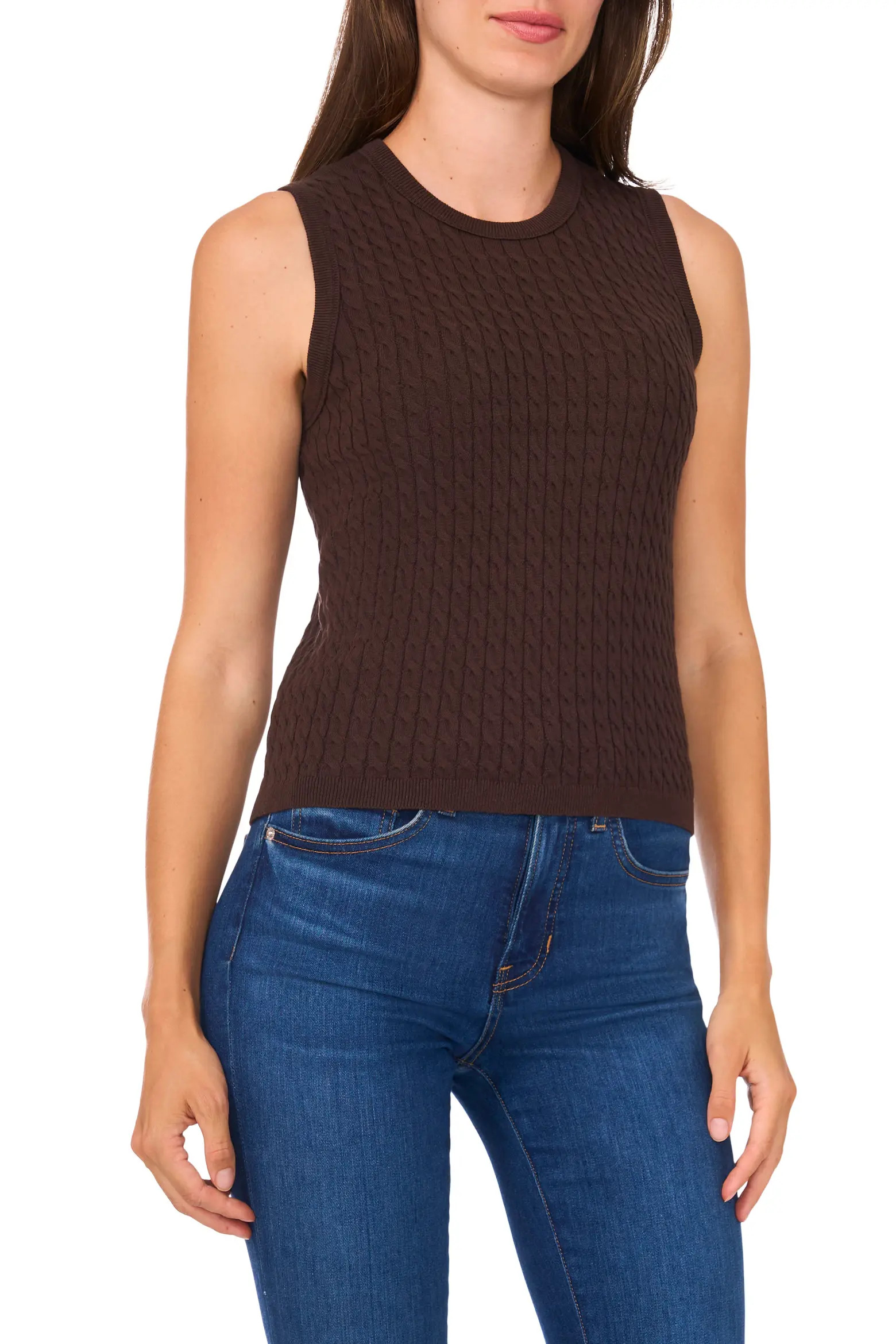 Cable Stitch Cotton Sweater Tank (Women) | Nordstrom | Nordstrom