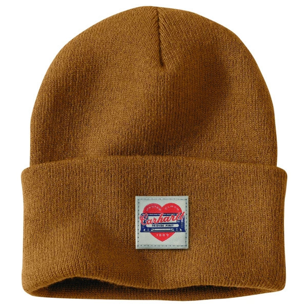 Women's Carhartt Knit Heart Patch Beanie One Size Carhartt Brown | Scheels
