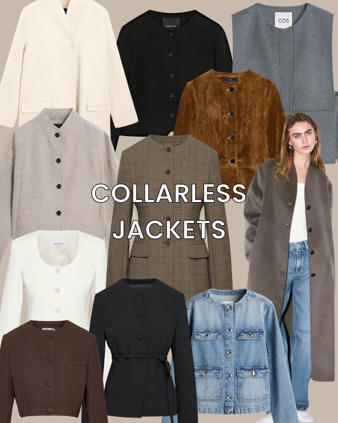 Collarless jackets 

#LTKSeasonal #LTKStyleTip