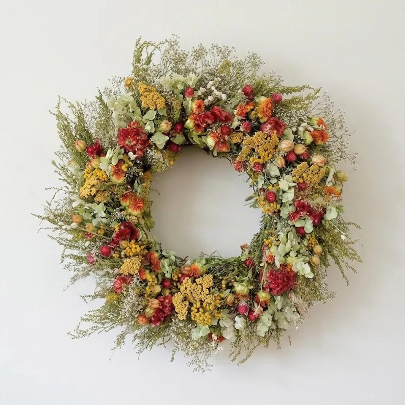 VanCortlandt Farms Dried Wildflower Fleur Wreath - Natural Colorful Real Floral Flower  Spring Su... | Etsy (Global)
