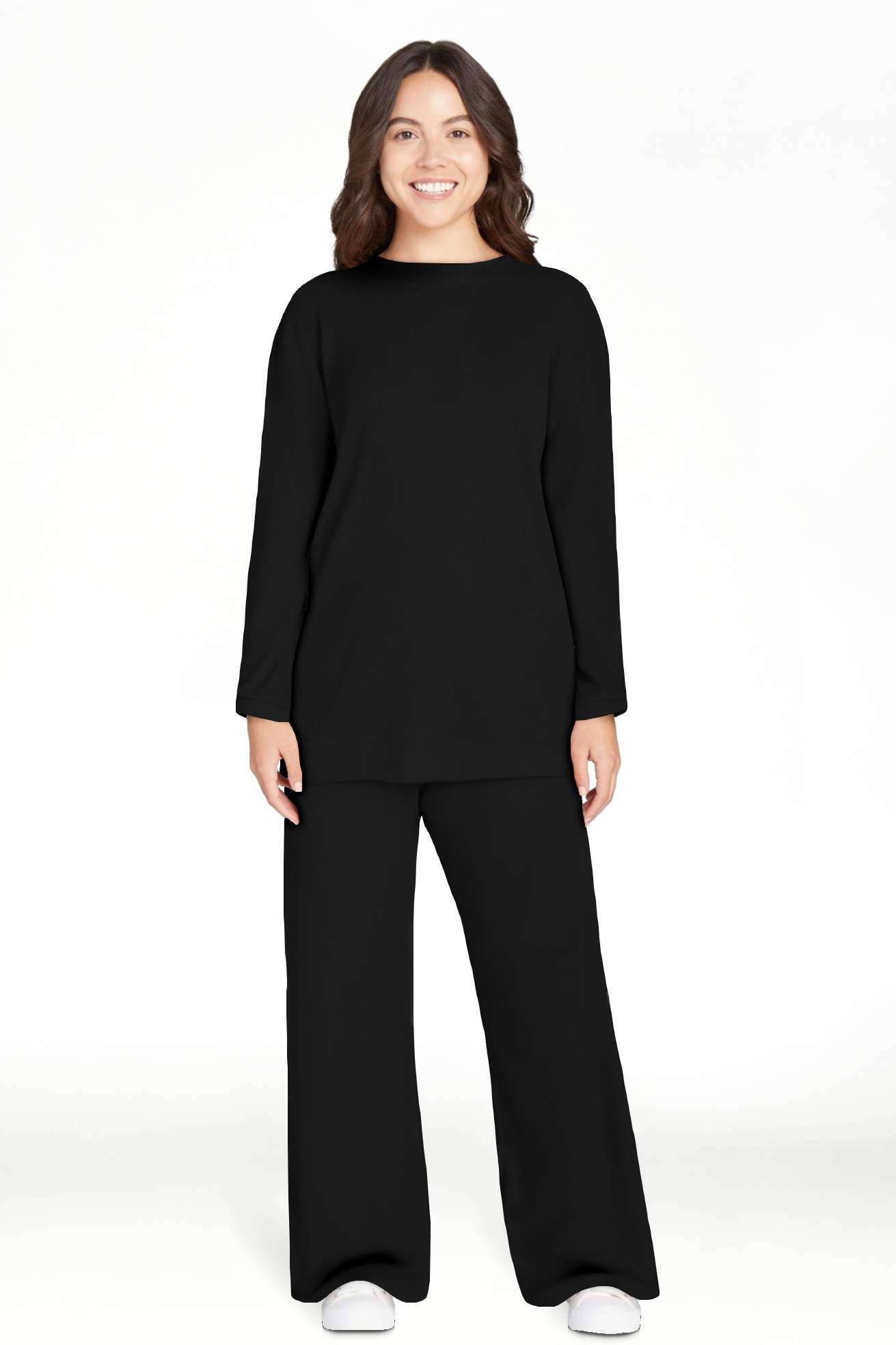 Lissome Women's Soft Brushed Waffle Oversized Long Sleeve Top and Wide Leg Pant Lounge Set, 2-Pie... | Walmart (US)