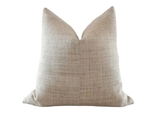 TUSCANY | Tan Beige Rustic Hemp Linen Cushion Cover, Neutral Throw Pillow, Textured Linen Pillow,... | Etsy (UK)