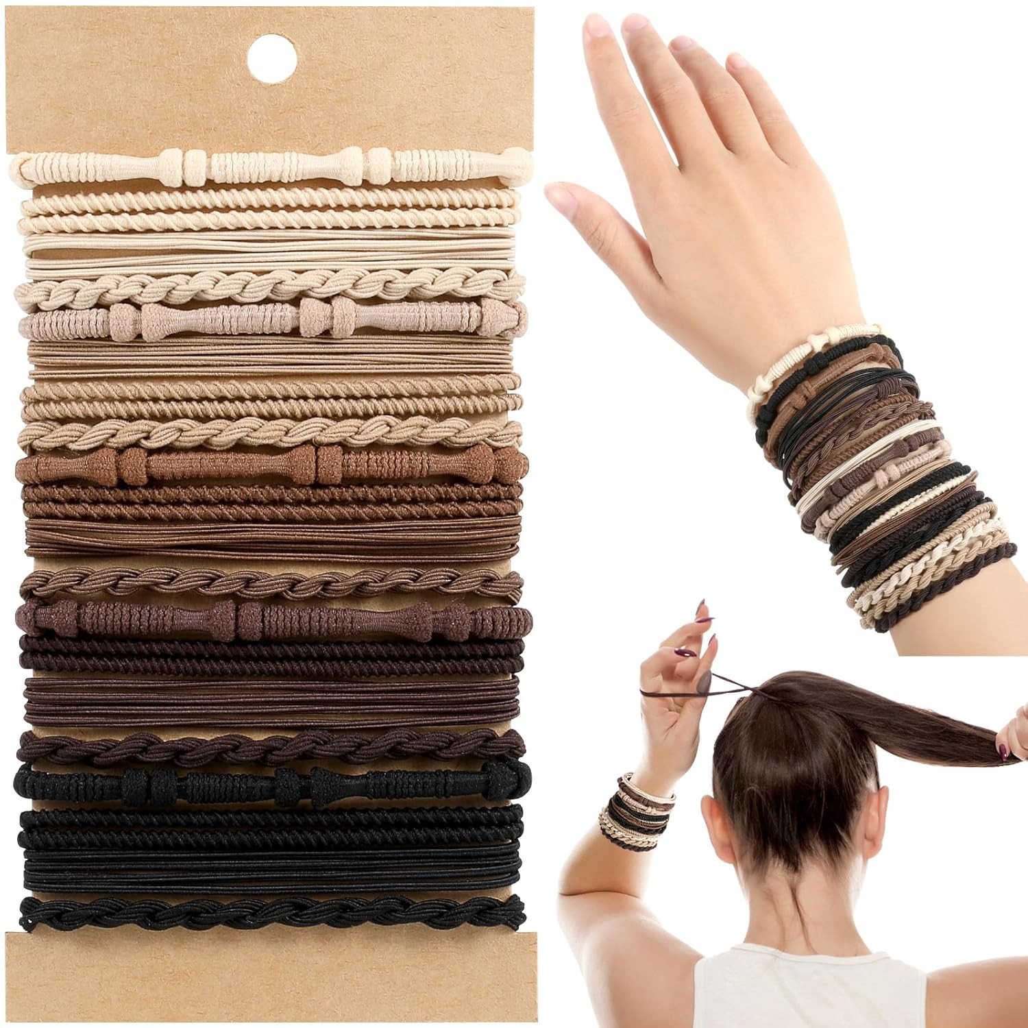 Boho Hair Ties, 20 PCS of 4 Styles Cute Bands for Thick or Thin Hair, No Damage Elastic Bracelets... | Amazon (US)