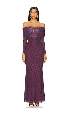 AFRM x REVOLVE Thelma Dress in Wine Diagonal Dot from Revolve.com | Revolve Clothing (Global)