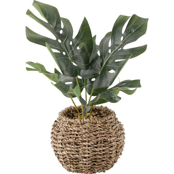 Faux Split Leaf In Weaved Basket | Maisonette