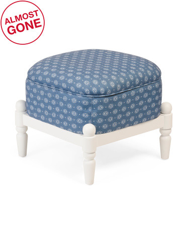 17in Block Print Storage Cocktail Ottoman | TJ Maxx