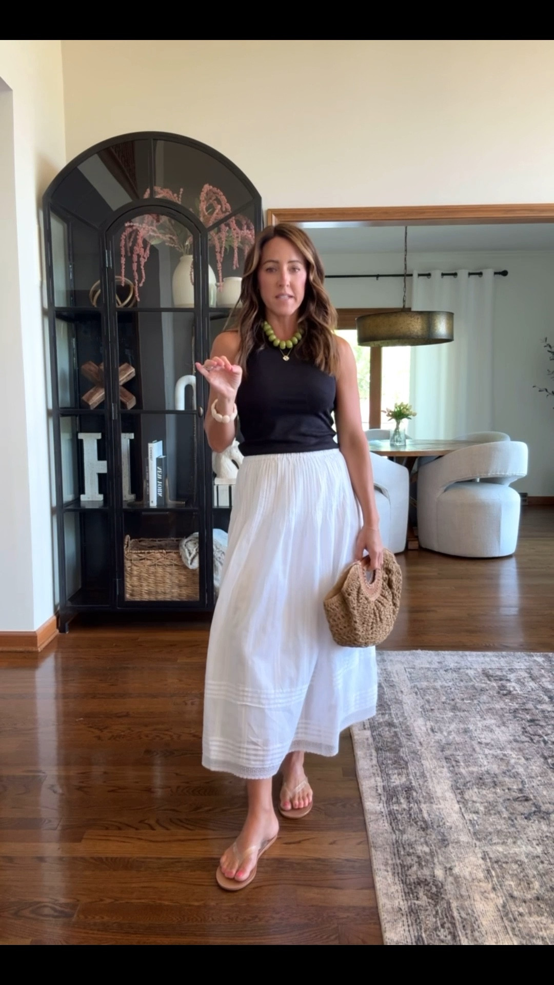 White midi skirt for summer. Maxi skirt style. 
Sized down one to XXS regular length in skirt. 
XS tank 

#LTKootd #LTKmomlife #LTKSeasonal