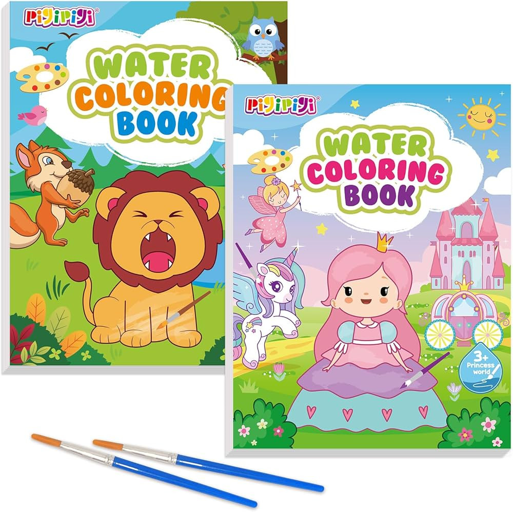 pigipigi 2 Pack Water Coloring Books: Mess Free Paint with Water Kit - Arts and Crafts for Kids A... | Amazon (US)