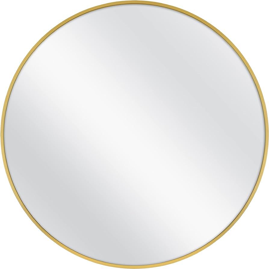 MCS Master & Co. Modern Metal Wall Mirror, 35.75 Inch Round, Brass | Amazon (US)