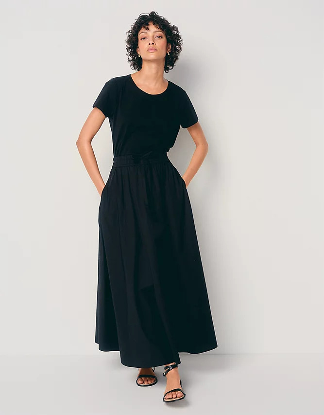 Organic Cotton Poplin Midi Skirt | The White Company UK & ROW