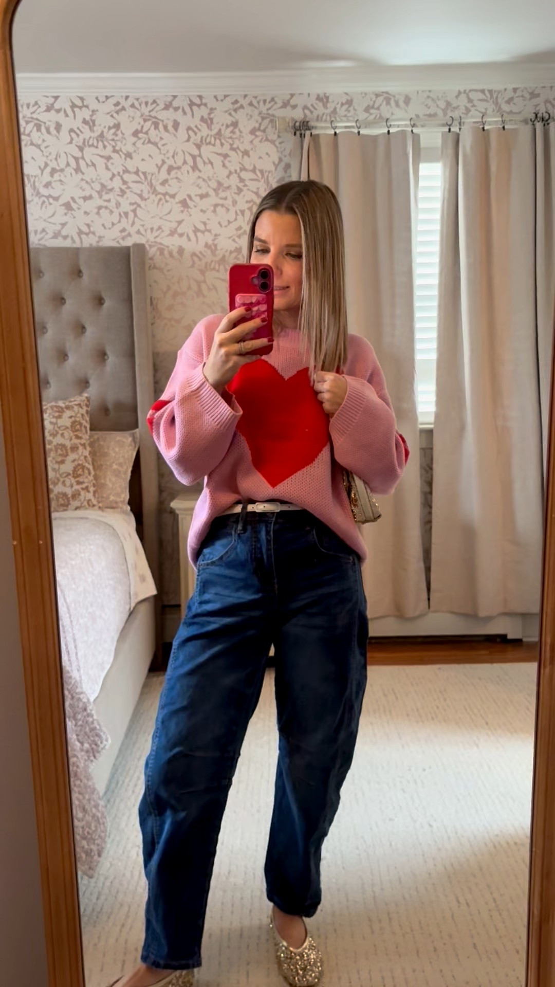 Obsessed!!!! Cutest Valentine’s Day sweater!!! 

Koltrudy15 for 15% off!!! 

Denim are petite and Amazon!! Ahhh!!! 

Shoes are a must! 

#LTKFindsUnder50 #LTKootd #LTKmomlife