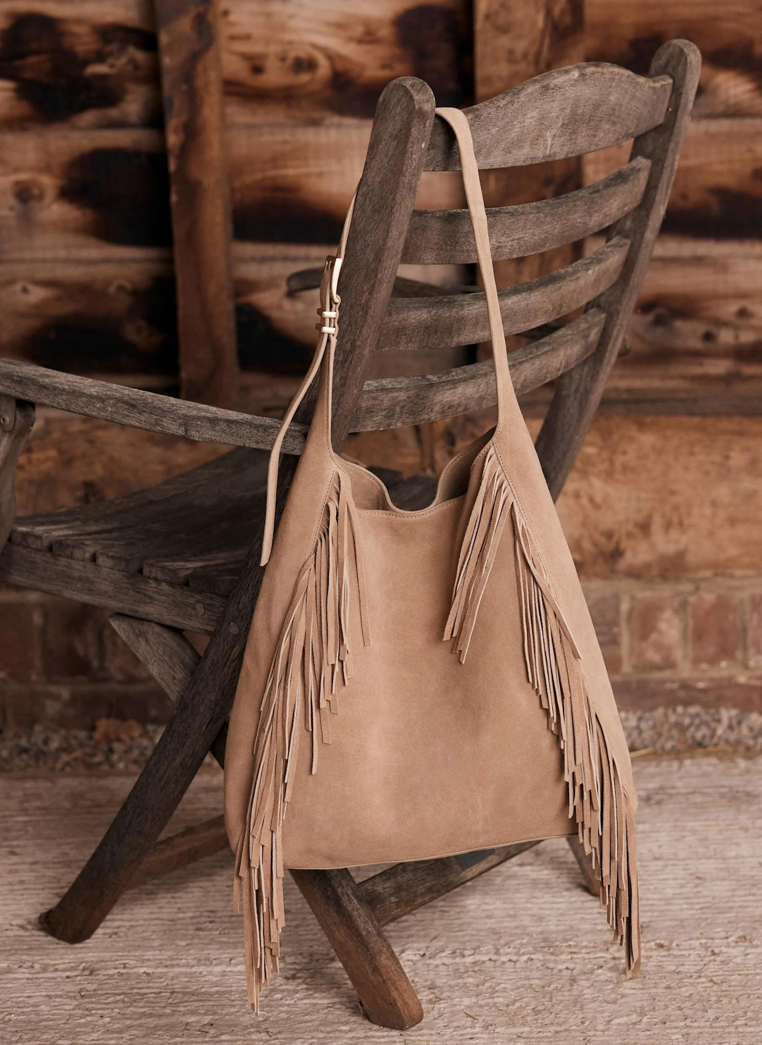 Camel Suede Fringed Bag | Mint Velvet