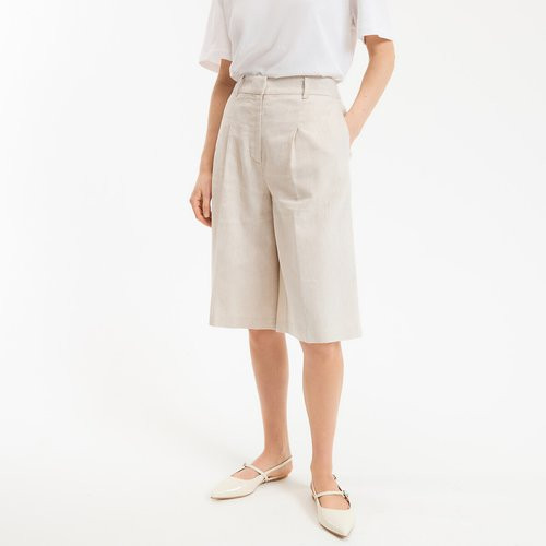 Linen/Cotton Pleated Bermuda Shorts | La Redoute (UK)