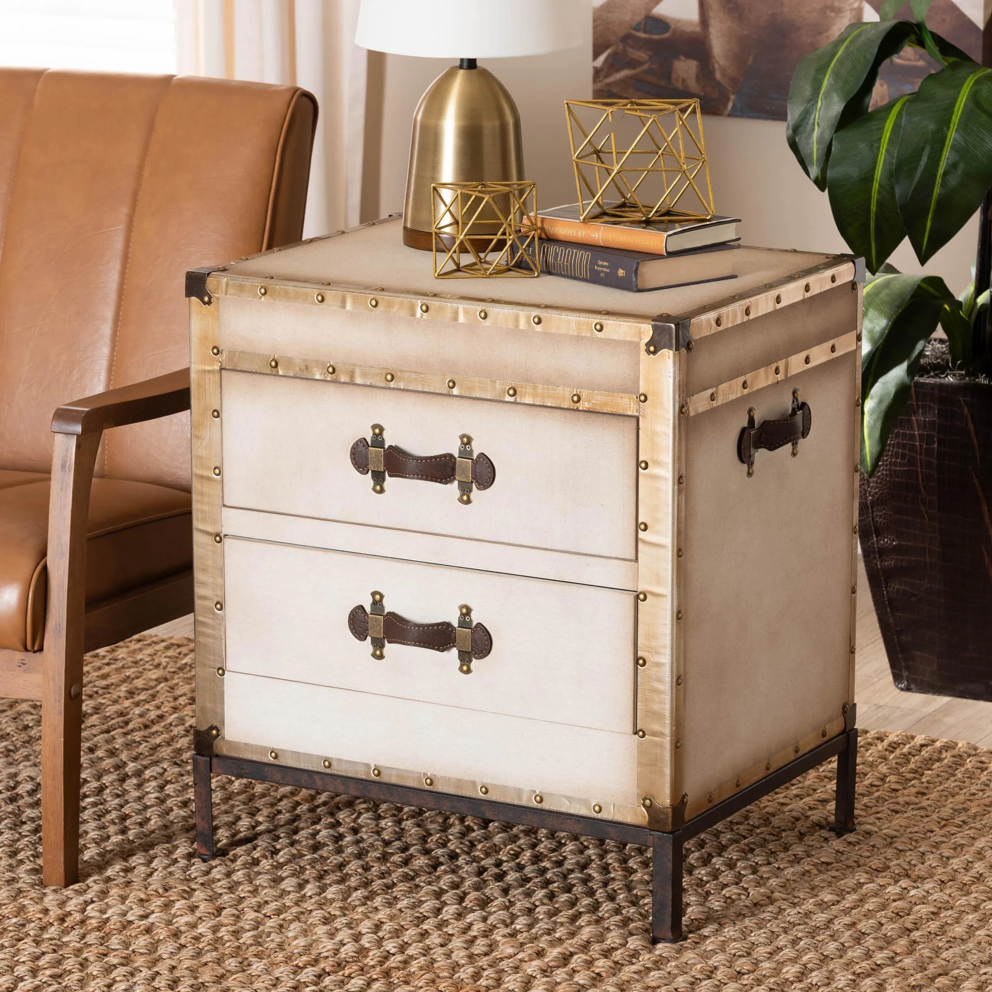Baxton Studio Laura Vintage Trunk, 2-Drawer, Coffee - Walmart.com | Walmart (US)