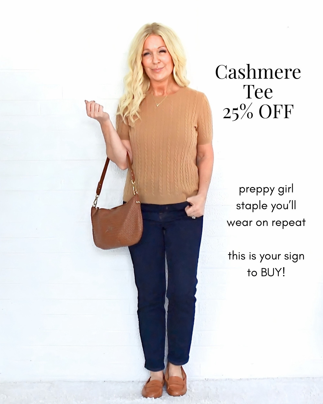 This cashmere tee is a preppy girl staple you will wear on repeat this fall. 25% off! 

 #LTKOver40 #LTKSaleAlert #LTKPetite