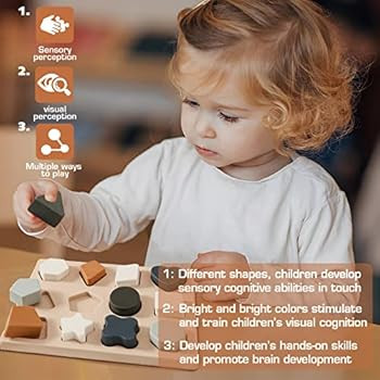 Promise Babe Shape Sorter Puzzles for Toddlers, Silicone Baby Soft Stacking Block Toys Montessori... | Amazon (US)