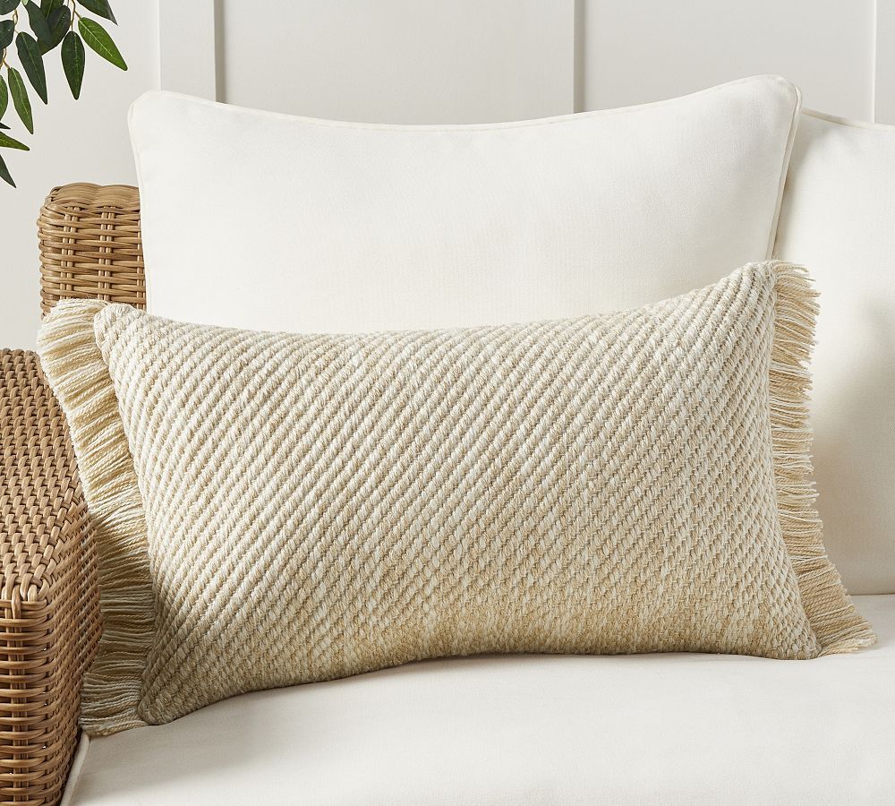 Pompano Handwoven Outdoor Lumbar Pillow | Pottery Barn (US)