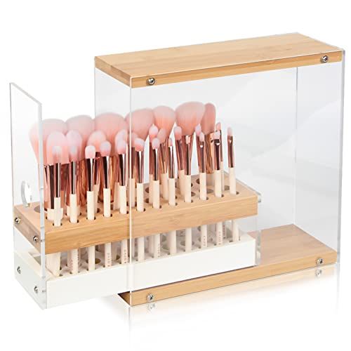 JackCubeDesign 29 Holes Acrylic Bamboo Brush Holder Organizer Beauty Cosmetic Display Stand with ... | Amazon (US)