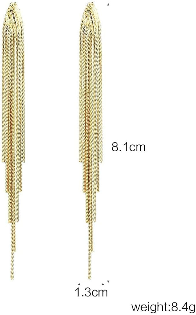 FUTIMELY Long Tassel Dangle Drop Earrings for Woman Teen Girls,Silver/Gold Punk Sleek Metal Chain... | Amazon (US)