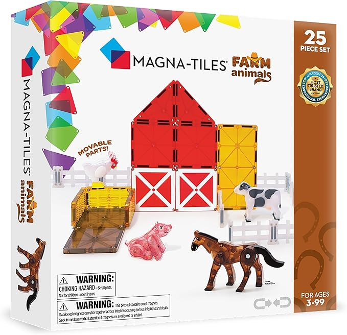 MAGNA-TILES Farm Animals 25-Piece Magnetic Construction Set, The ORIGINAL Magnetic Building Brand | Amazon (US)